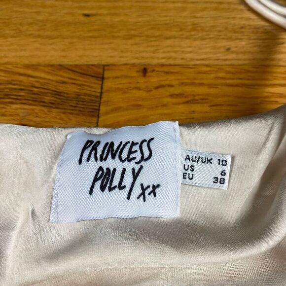 PRINCESS POLLY THE SILKY SLIP MINI DRESS CHAMPAGNE SIZE 6 - Picture 8 of 10
